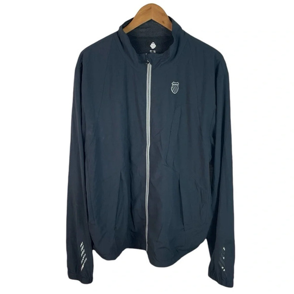 B13 Mens K-Swiss Tennis Brand Full Zip Performance Athletic Gym Jacket XXL - Picture 1 of 6